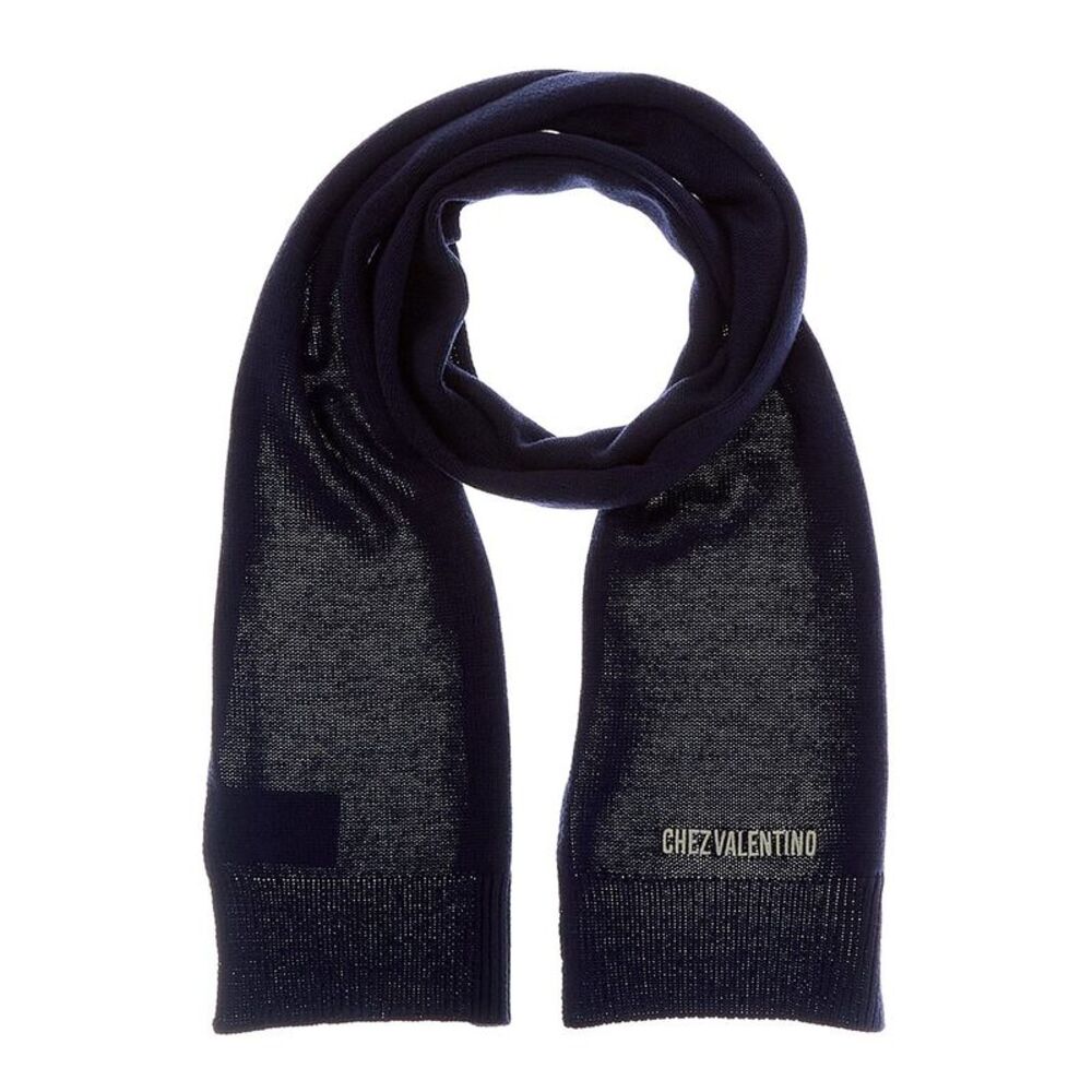 Valentino Chez Valentino Wool-Blend Scarf, Blue